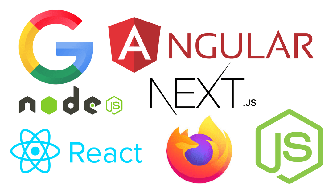 Web development tools and frameworks: Google, Angular, Next.js, Node.js, React and Firefox